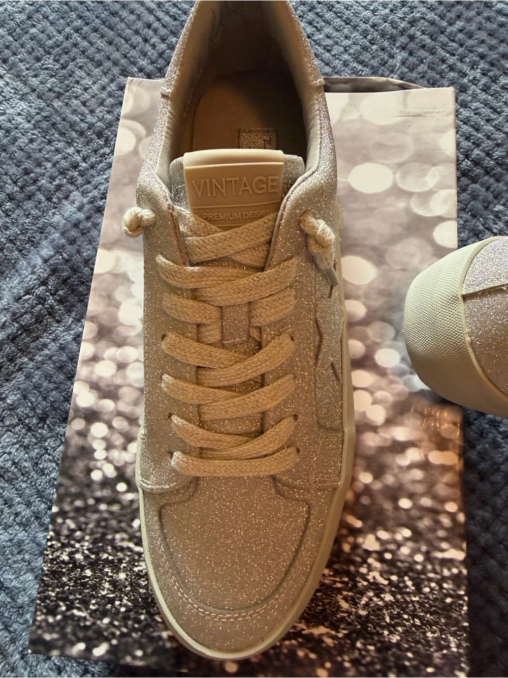 Vintage Havana Silver Glitter Star Sneakers NWOT w/ Box
